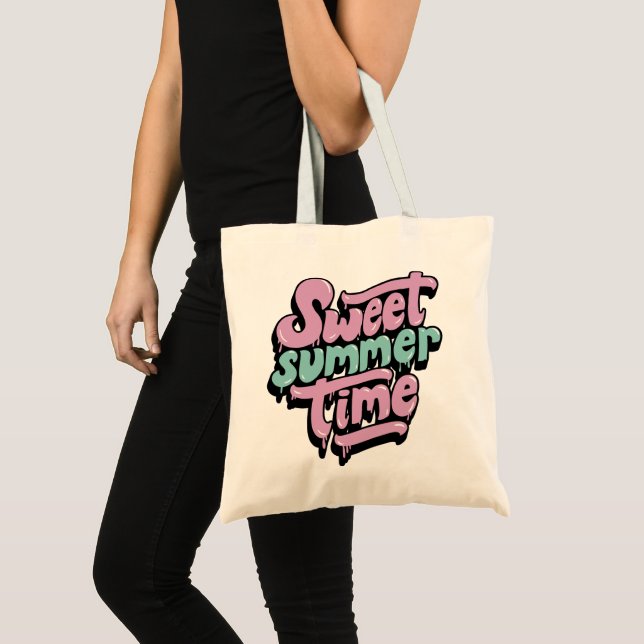 Bolsa Tote Doce Tempo de Verão Retrô (Frente (produto))