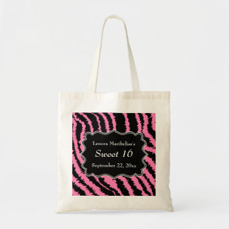 Bolsa Tote Doce teste padrão preto e cor-de-rosa de 16 da