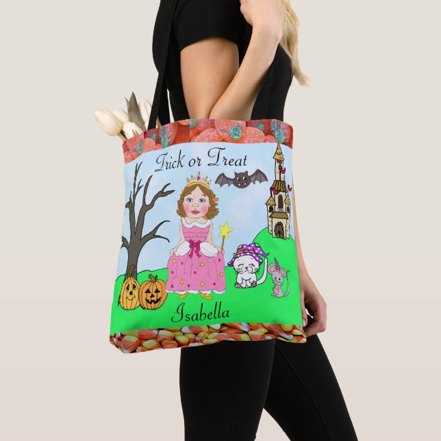 Bolsa Tote Doces de Halloween da Princesa da Menina de Trick  (Close Up)