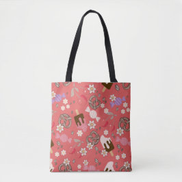 Bolsa Tote Doces e Salgados Padrão Vermelho