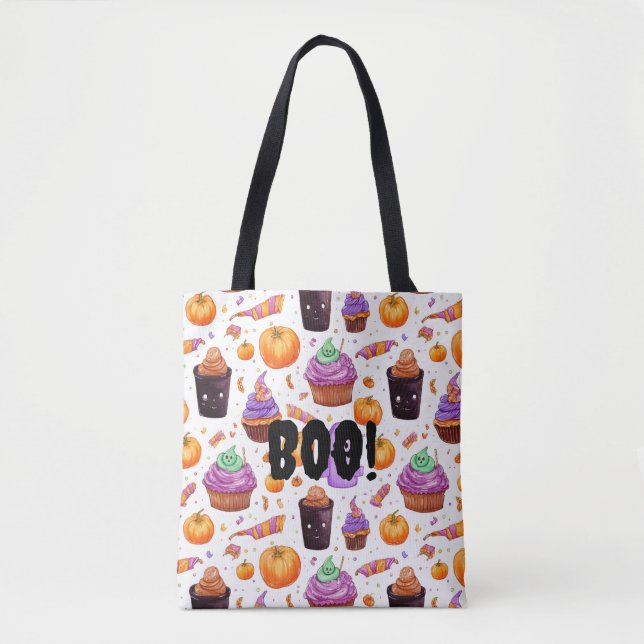 Bolsa Tote Doces festivos de Halloween, jack - o-lanternas Bo (Frente)