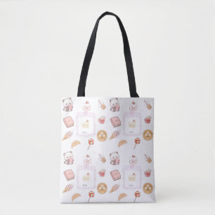 Bolsa Tote Doces Tratamentos Kawaii Rosa Fofo Design de Sobre