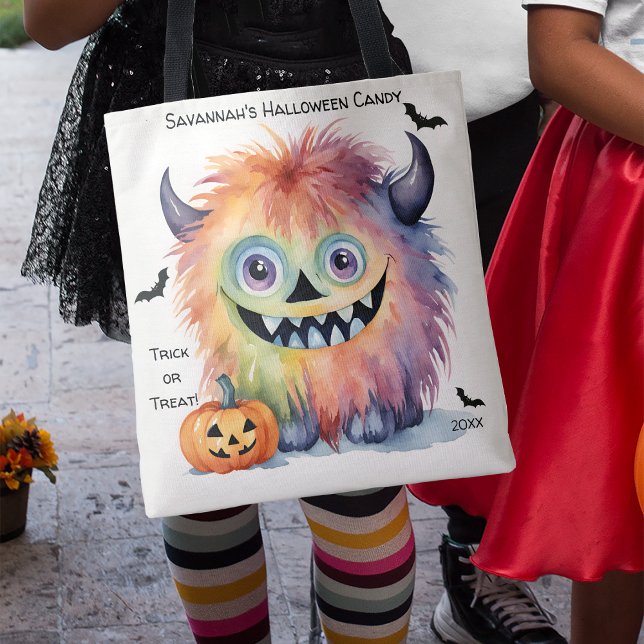Bolsa Tote Docinho de Halloween Monstro Bonito (Criador carregado)