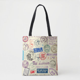 Bolsa Tote Documento Vintage: Coleção do Conjunto de Carimbos