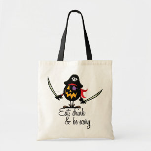 Bolsa Tote Doçura ou travessura do Dia das Bruxas do pirata