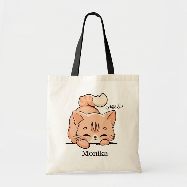 Bolsa Tote Dodle Laranja Coca-Cola Gato Lover Monograma (Frente)