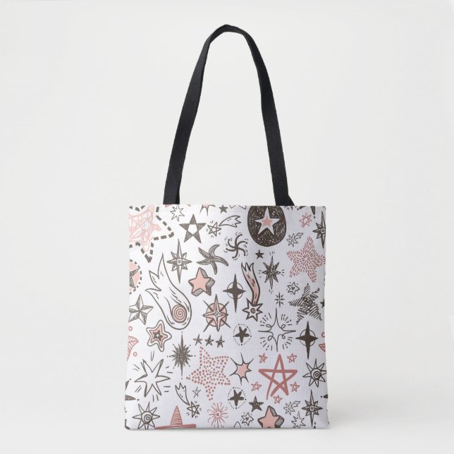 Bolsa Tote Dodles Cósmicos: Estrelas e Cometas (Frente)