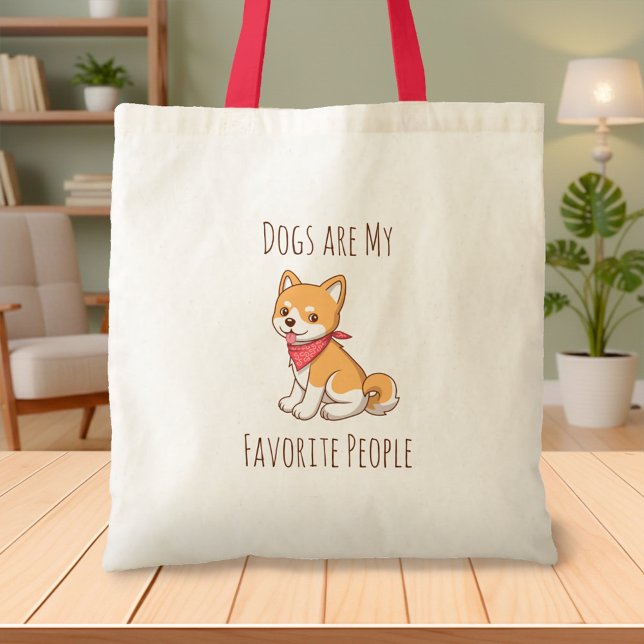Bolsa Tote Dogs are my Favorite People Puppy Dog Shiba Inu (Criador carregado)
