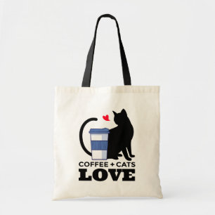 Bolsa Tote Doida por Gatos Amante de Café Cafeína Gatinho