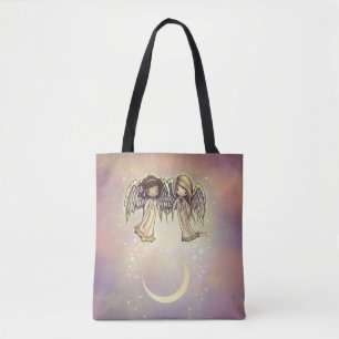 Bolsa Tote Dois Anjinhos numa Noite Estrelada Arte