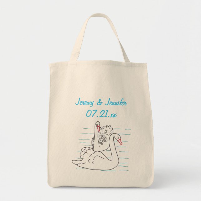 Bolsa Tote Dois Cisnes Pretos Desenhando Sacos De Tota Bride (Frente)
