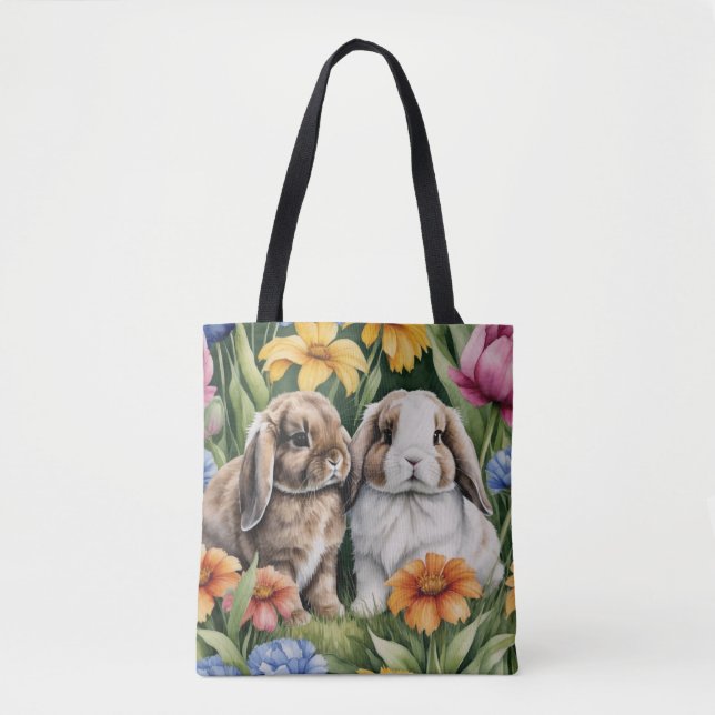 Bolsa Tote Dois coelhos de coelhinho (Frente)