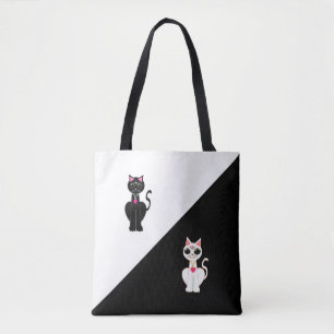 Bolsa Tote Dois Gatos Cuxos em Preto e Branco