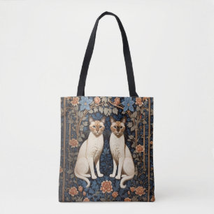 Bolsa Tote Dois gatos siameses William Morris inspirados