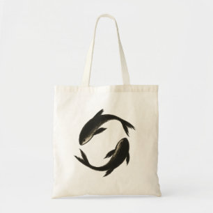 Bolsa Tote Dois Koi - Peixes de pincel de tinta minimalista n