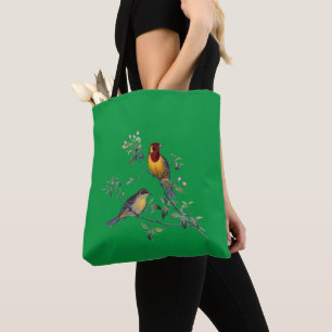 Bolsa Tote Dois Pássaros em Ramos Floridos,