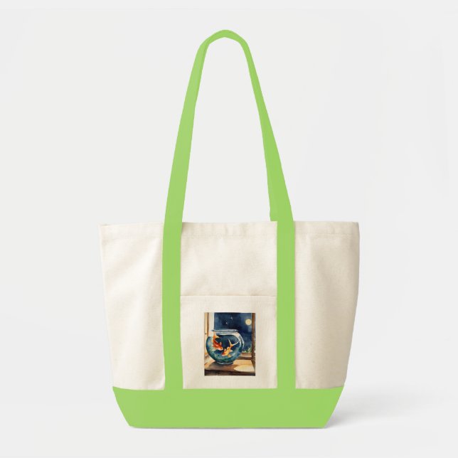 Bolsa Tote Dois peixes numa tigela (Frente)