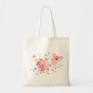 Bolsa Tote Dois porcos bonitos de desenho em Primavera Tote B