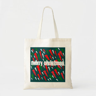 Bolsa Tote Dois tons verdes mais vermelho branco Feliz Natal