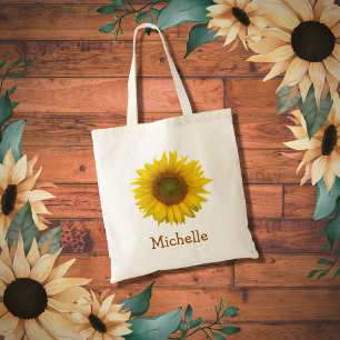Bolsa Tote Dólar de Girassol Amarelo Personalizado