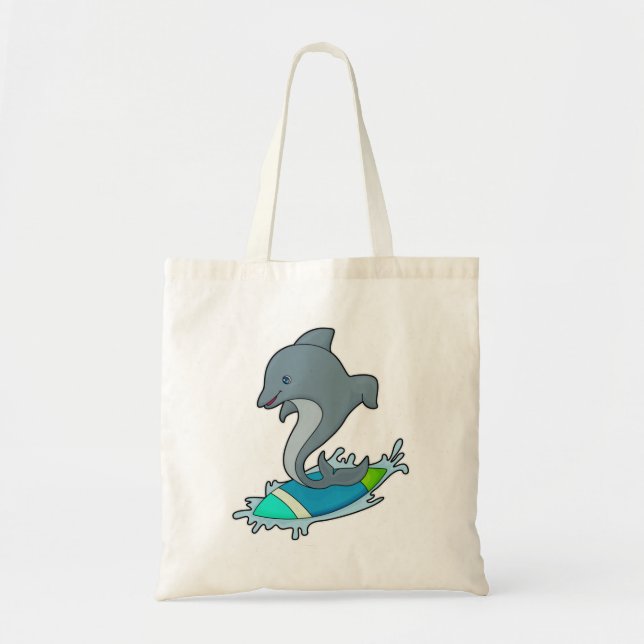 Bolsa Tote Dolpin como Surfer com Surfboard (Frente)