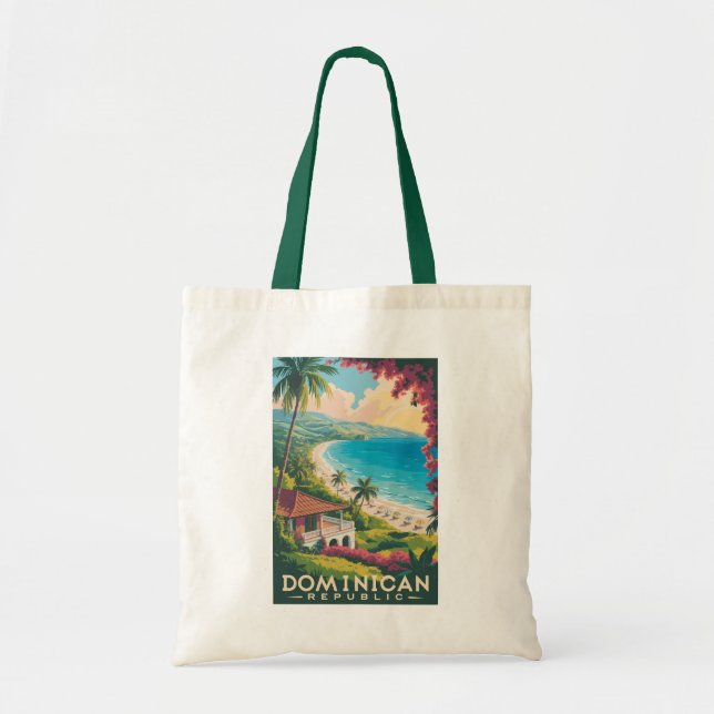 Bolsa Tote Dominican Republic Beach Illustration Travel Art (Frente)