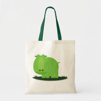 Bolsa Tote Domínio animal: Hipopótamo verde