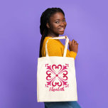 Bolsa Tote Donativos de Bridesmaid fuchsia magenta personaliz<br><div class="desc">Os presentes da Bridesmaid foram personalizados para o saco dos azulejos fuchsia magenta Majolica Mediterrânica.</div>