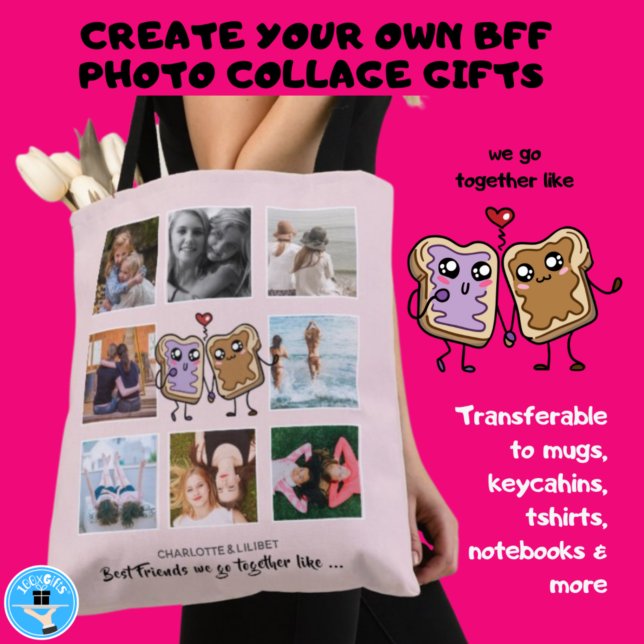 Bolsa Tote Dons da Colagem de Fotos do BFF - Vamos Juntos (Criador carregado)
