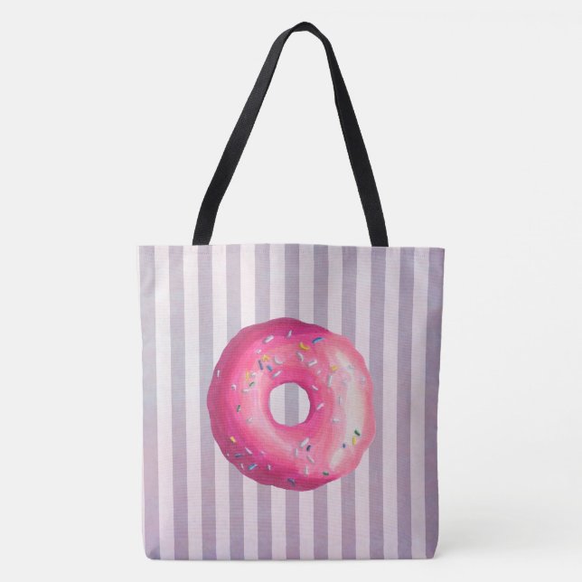 Bolsa Tote Donut Com Cobertura Rosa E Confeitos (Frente)