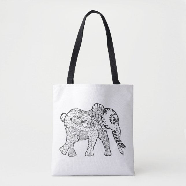 Bolsa Tote Doodle 2 do elefante (Frente)