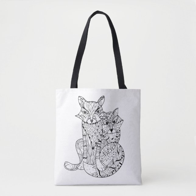 Bolsa Tote Doodle 2 do Fox de Boho (Frente)