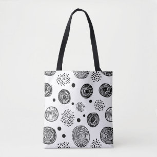 Bolsa Tote Doodle Abstrato Desenhado à Mão - Preto e Branco (