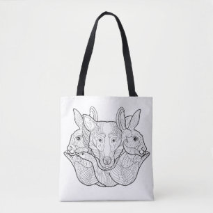 Bolsa Tote Doodle animal 2 do grupo