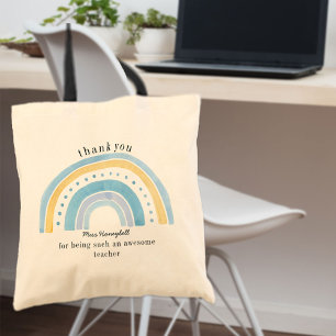 Bolsa Tote Doodle Blue Rainbow Professor Cute Obrigado