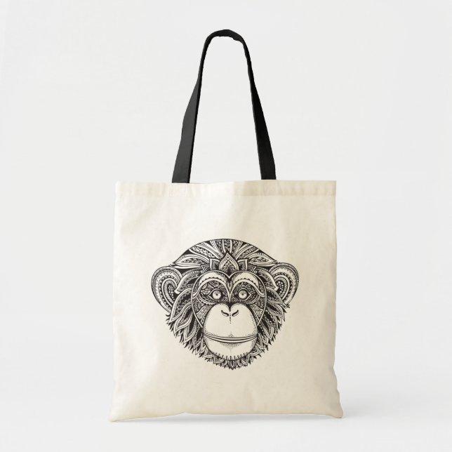 Bolsa Tote Doodle de Illustartion do macaco (Frente)