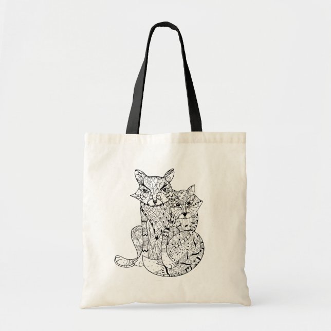 Bolsa Tote Doodle do Fox de Boho (Frente)