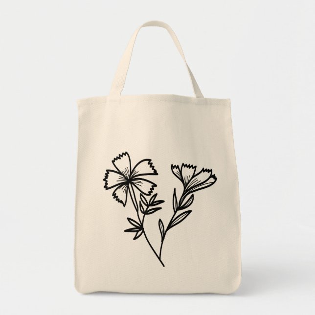 Bolsa Tote doodle floral (Frente)