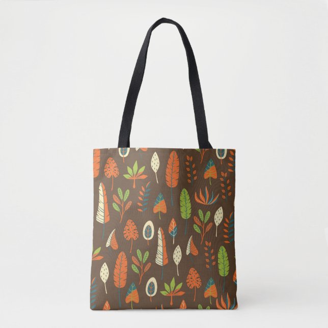 Bolsa Tote Doodle Hand Drawn Tropical Pattern with Leaves on  (Frente)