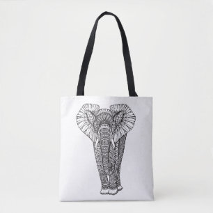 Bolsa Tote Doodle modelado fantasia 2 do elefante