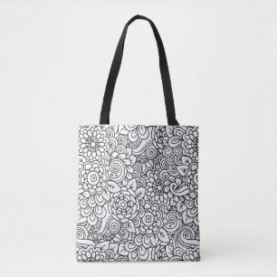 Bolsa Tote Doodle retro floral 2