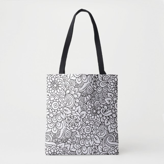 Bolsa Tote Doodle retro floral 2 (Frente)