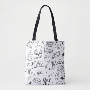 Bolsa Tote Doodles de grafite: Punk Music Scribble