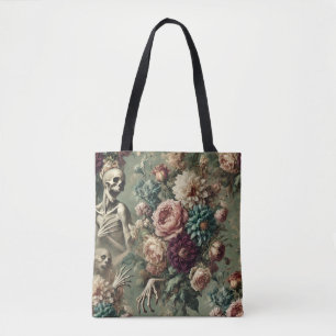 Bolsa Tote Dor Cardíaca Posómica - Design Floral Gótica