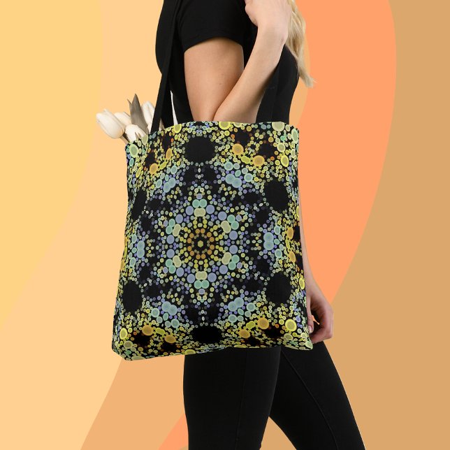 Bolsa Tote Dot Mandala Flor Amarelo Azul e Cinza (Criador carregado)