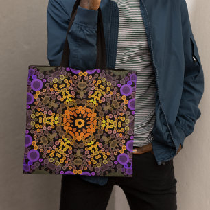 Bolsa Tote Dot Mandala Flor Amarelo e Puro