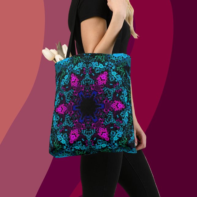 Bolsa Tote Dot Mandala Flor Azul Verde e Rosa (Criador carregado)