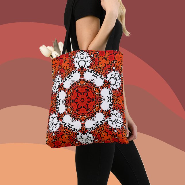 Bolsa Tote Dot Mandala Flor Laranja Branco e Vermelho (Criador carregado)