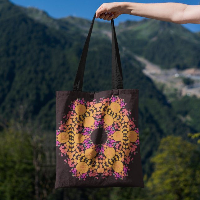 Bolsa Tote Dot Mandala Flor Laranja e Rosa (Criador carregado)
