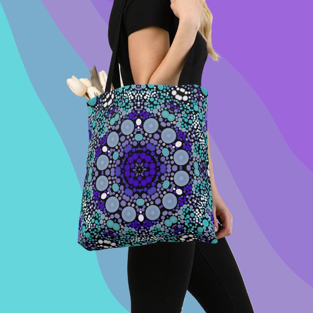 Bolsa Tote Dot Mandala Flor Puro Azul e Branco (Criador carregado)
